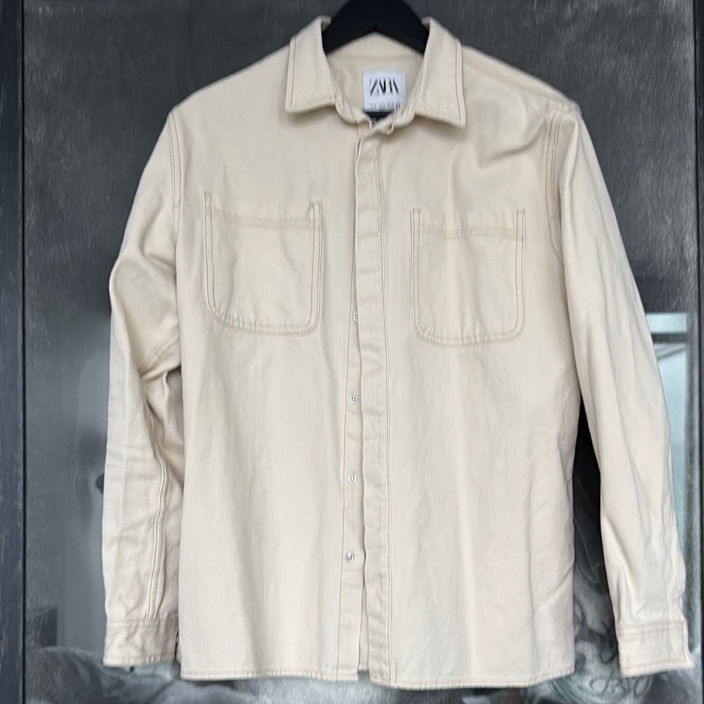 Zara Beige Relaxed Fit Shirt